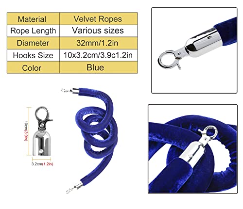 Corde en velours avec pinces argentées réglables, lot de 2 fixations multicolores