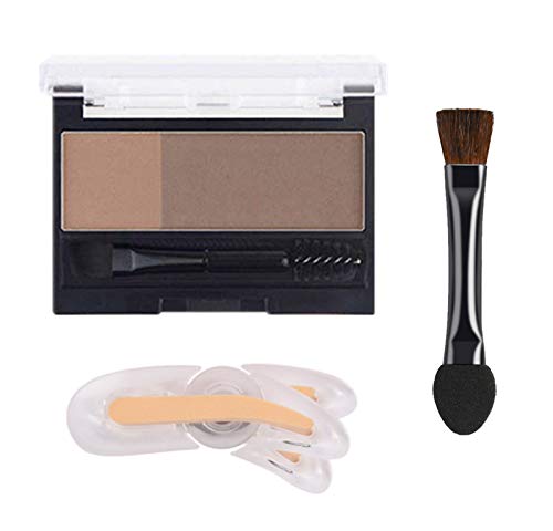 2 in 1 Waterproof Eyebrow Stamp Powder,Lazy Two-color Eyebrow,Adjustable Eyebrow Stamp,Nature Eye Brow Powder ,Tinting Coloring Kit Delicate Shape (2# Brownish+Gray)