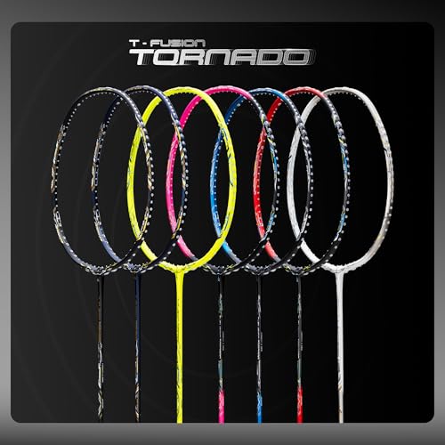 Image of Hundred T-Fusion Tornado Badminton Racket with Full Cover | ≤32 lbs | Performance Racket | Sturdy Frame & Smooth Swing | Offensive Shots & Fast Game