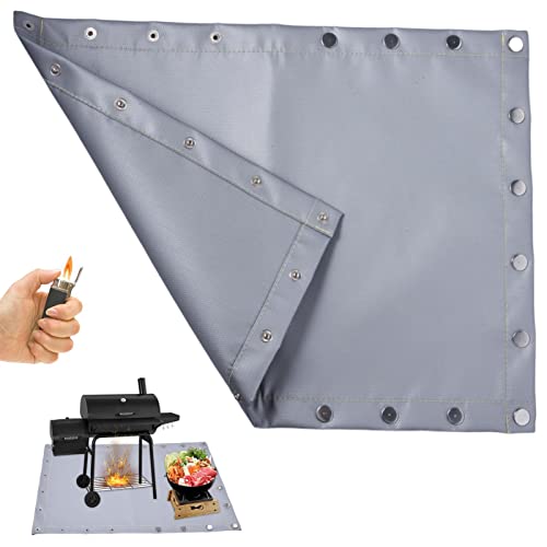 Richolyn 4 Pcs Grill Mat Tapis résistant au feu,Fire Pit Mat Ignifuge - Coussin de Camping d'isolation Thermique, Couverture en Fibre de Verre d'isolation Thermique de Barbecue de Pique-Nique pour la