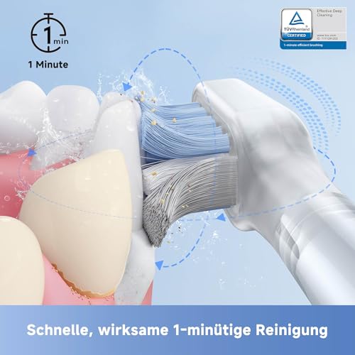 MOVA Fresh Pro 3DClean™ Elektrische Zahnbürste mit App, Schallzahnbürste für Erwachsene, 2 Bürstenköpfe und Reiseetui, 3-in-1-Ersatzbürstenkopf mit Halter, 30 Tage Akkulaufzeit, Silber – Bild 4