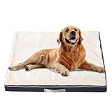 RUYICZB Memory Foam Dog Bed, Waterproof Pet Bed for Crate Pet Sleeping Orthopedic Sofa Couch Non-Skid Bottom Dog Mats Ultra Comfortable Dog Beds for Large Medium Small Dogs,White,XL