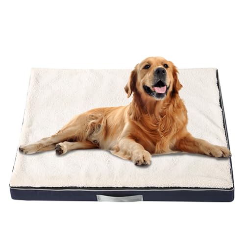 RUYICZB Memory Foam Dog Bed, Waterproof Pet Bed for Crate Pet Sleeping Orthopedic Sofa Couch Non-Skid Bottom Dog Mats Ultra Comfortable Dog Beds for Large Medium Small Dogs,White,XL