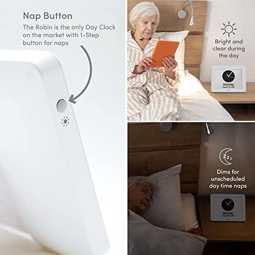 Robin Clock With Day And Date For Elderly, Clocks For Seniors, Dementia Clock, Digital Calendar Clock Elderly, Bedside Clocks Seniors, Alzheimers Products, Dementia Clocks Seniors Extra Large, White #TOP7