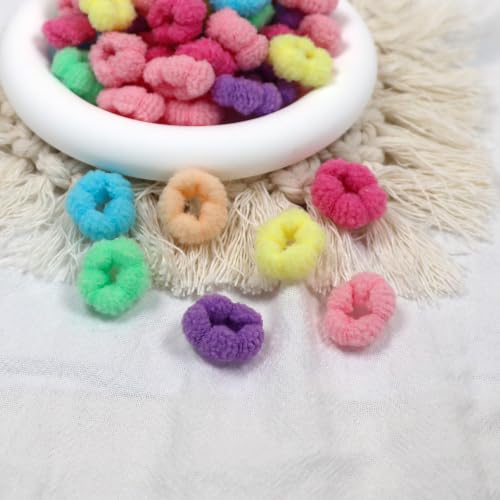 Image of 500PCS Small Baby Hair Ties,Cotton Toddler Hair Ties for Girls, Kids Seamless Hair Bands,Girls Elastic Ponytail Holders,Multicolor