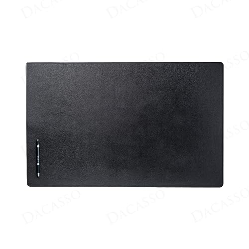 DACASSO Leather Desk Pad Without Side Rails - Luxury Leather Desk Blotter for Writing - Executive Desk Surface Protector - (Black, 30” x 19”)