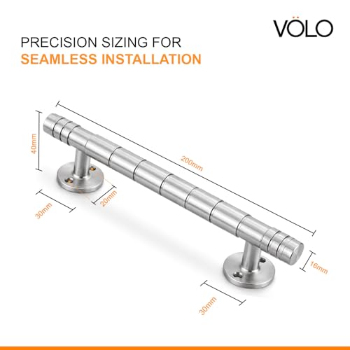 Image of VOLO Main Door Pull Push Handle for Main Entry | Interior Exterior Use | Modern Home Office Door Hardware Pull Handle | (Silver Satin, 8 Inch (200MM), Pack of 2 Piece (K-58))