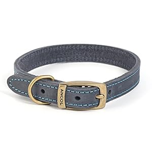 Ancol Timberwolf Leather Collar Blue Size 4, To Fit Neck 35-43 cm, Collar Width 1.9 cm