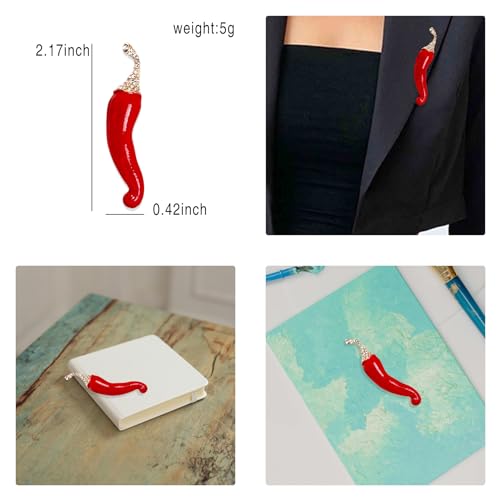 Image of Elegant Red Pepper Vegetable Brooches Pins Fashion Beautiful Enamel Crystal Vegetable Brooch for Party Dance Wedding Banquet for Women Girl Gift