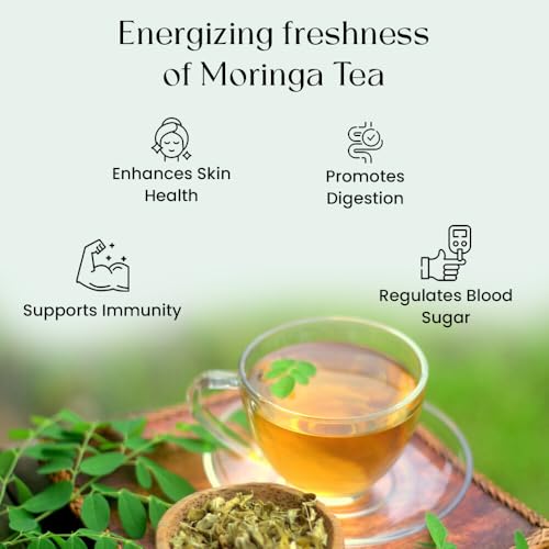 Moringa Tea Bags 50 Count 100% Natural & Pure Moringa Loose Leaf Leaves Super Food Herbal Tea - Energy & Immunity Booster, Supporting Digestion & Immune System No Sugar, No Caffeine - Image 4