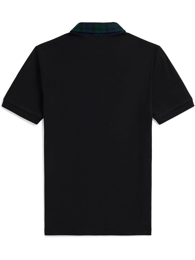 Black Polo Ralph Lauren Plaid-Collar Cotton Mesh Polo Shirt (Big Kid)