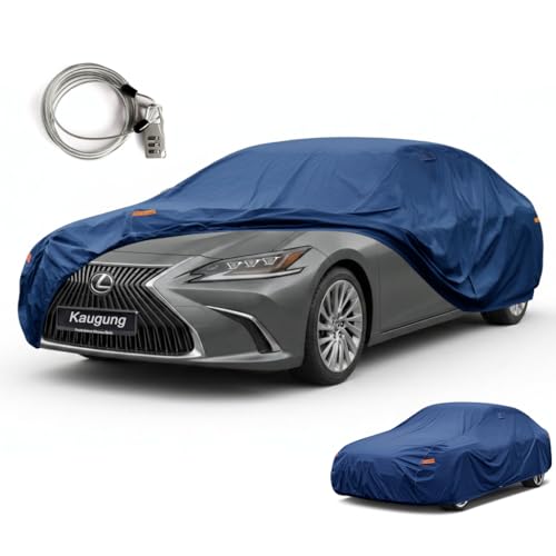 Image of Kaugung Heavy Duty Car Cover Custom Fit Lexus ES350 ES350h ES300h (1992-2025), Waterproof All Weather Resistant Outdoor Sun Rain Dust Snow Protection with Anti-Theft Lock.