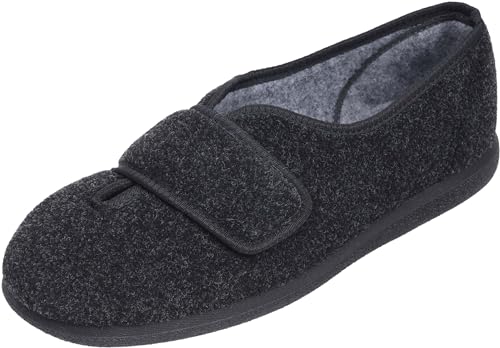 Cosyfeet Ronnie - Charcoal - 9-3H Width - Extra Wide Men's Slippers