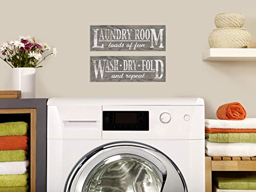 Classic Grey-Brown Humorous Laundry Signs; 2-18X6 Inch Posters (Printed On Paper Not Wood) #TOP1
