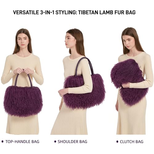 Image of Women Luxury Real Curly Mongolian Lamb Fur Purse