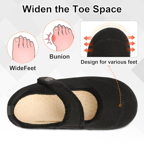 BARERUN Womens Slippers Wide Diabetic Shoes for Women Adjustable House Slippers Swollen Bunions Neuropathy House Shoes Stable Non Slip Barefoot Walking Shoes Indoor Outdoor3