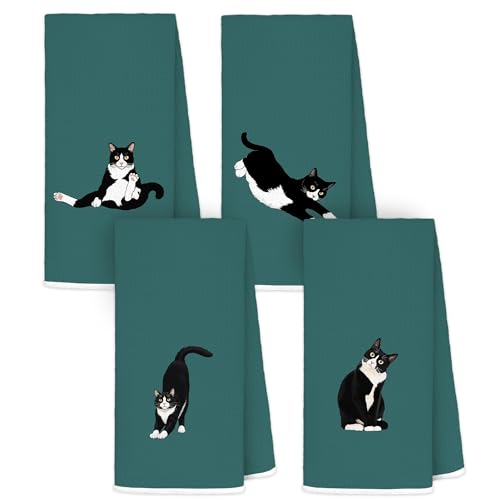MKIJUHB Tuxedo Cat Gifts Kitchen Dish Towels, Cat Lovers Mom