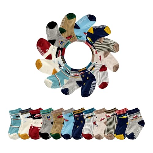 SANQiAMO Baby Socks Non Slip 12 Pairs Toddler Anti Skid Socks for Baby Toddler Boys Anti Slip Non Skid Set With Grips for 12-36 Months Kids2