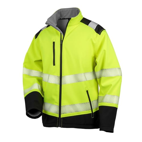 Image of Safe-Guard by Result Adult Ripstop Safety Soft Shell Jacket Fluorescent Yellow/Black S