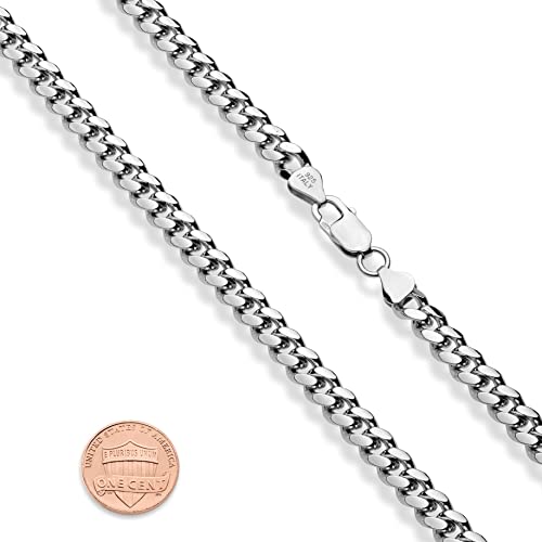Image of Miabella Italian Heavy 925 Sterling Silver Thick 3.2mm, 5mm, 7mm Curb Cuban Link Chain Necklace for Men Made in Italy