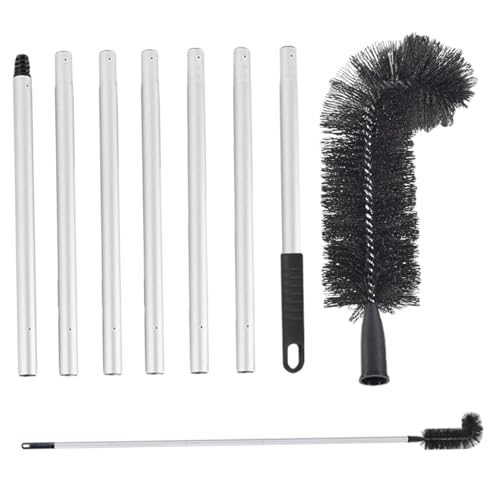 Limpiador de canalones telescópico, cepillo de canalones de 90 pulgadas con poste extensible, cepillo de limpieza reutilizable para quitar fácilmente hojas y escombros