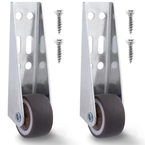 Deozu 2 Pcs Low Profile Casters, Rubber Low Profile Caster Wheels, Non-Slip Side Mount Caster Wheels for Room Door, Cabinet,Storage Box, Underbed Drawer, Bookcase (Silver, 0.8")
