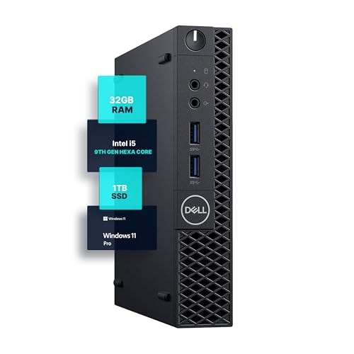 Dell Optiplex 3070 Micro PC | Windows 11 Pro | Intel i5-9500 | 32GB RAM + 1TB SSD | 5G WiFi + BT | Mini Desktop Computer (Renewed)