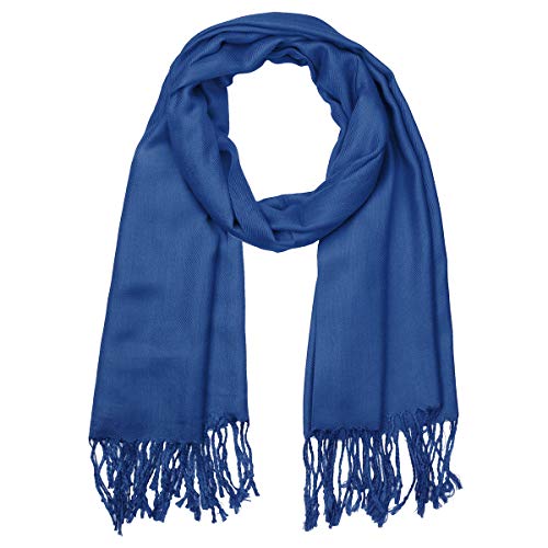 Falari Women's Solid Color Pashmina Shawl Wrap Scarf 80" X 27" Light Navy