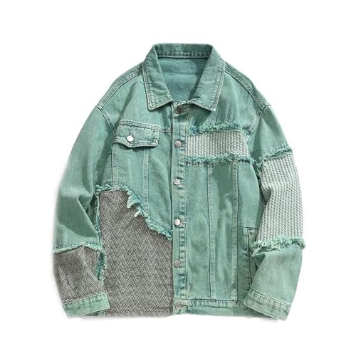 Veste en denim homme patchwork finitions soignées en coton mélangé