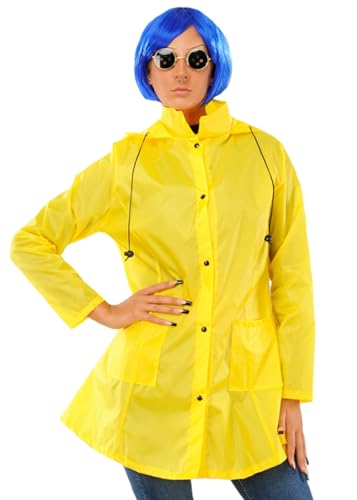 Struts Womens Coraline Style Yellow Raincoat Fancy Dress Costume (L/XL (UK 14-18))