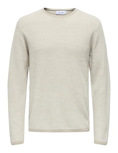 Only & Sons Jersey de Punto para Hombre ONSERIC, Silver Lining W. Cloud Dancer, S