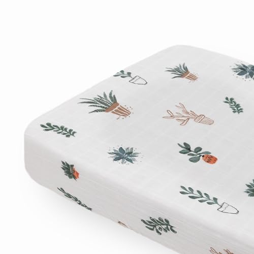 Image of Little Unicorn Changing Pad Cover | 100% Cotton Muslin | Super Soft | Baby Diaper Changing | Machine Washable | 16” x 32” (Prickle Pots)