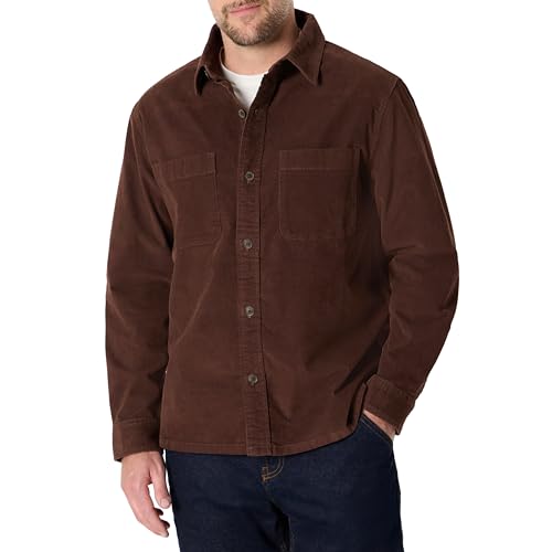 Amazon Essentials Mens Regular-Fit Corduroy Overshirt Rich Hazel Medium