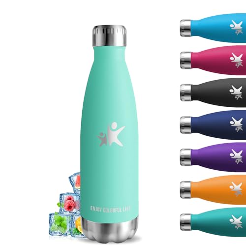 Botella Termica, 500ml Cantimplora, sin BPA, Botella Agua Niños, A Prueba de Fugas, Termo Cafe, Mantiene 24H Frio/12H Calor, Botella Agua Acero Inoxidable, Aislamiento al Vacío, para Agua, Café, Té