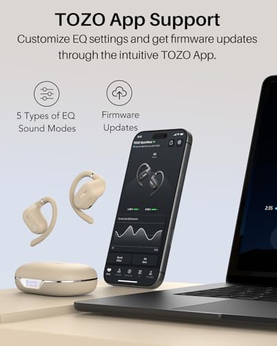 Image of TOZO Open Ear Earbuds, AI Translation Earbuds Real Time 145+ Languages, 60H Translator Ear Buds Audifonos Traductores Ingles Espanol, Bluetooth Headphones 5.4 with Smart Display for Office