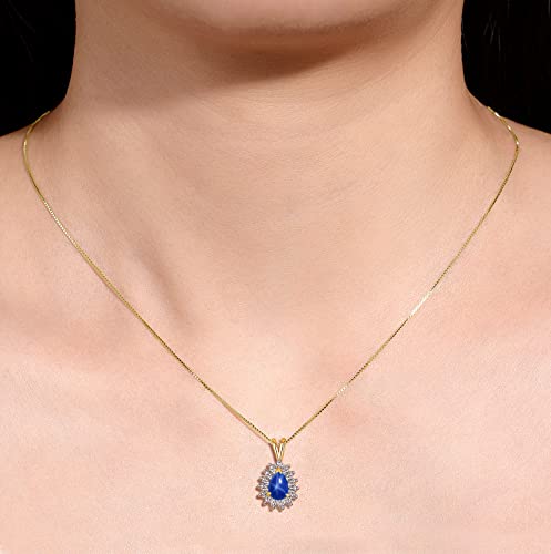 RYLOS Matching Jewelry For Women 14K Yellow Gold Diamond & Blue Star Sapphire Matching Earrings, Pendant Necklace and Ring Set with 18" Chain 6X4MM Jewelry For Women Womens Jewelry Gold Jewelry - Afbeelding 6