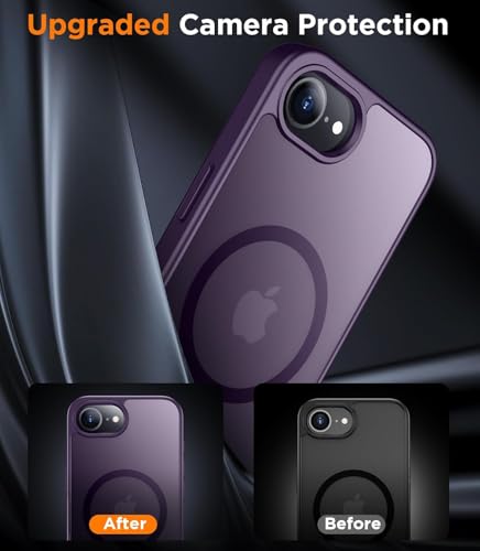 Image of Elzzi Magnetic for iPhone iPhone16e /17e Case (Compatible with MagSafe)(Military Grade Drop Protection) LIM Translucent Matte Shockproof with Anti-Fingerprint Phone Case,Deep Purple