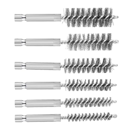 6 Pcs Stainless Steel Bore Brush with 1/4