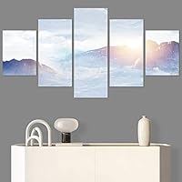 SIGNWIN 5 Panel Canvas Wall Art Modern Art Coastal Colorful Multicolor Photography Romantics Sunset for Home Decorations Ready to Hang - 60