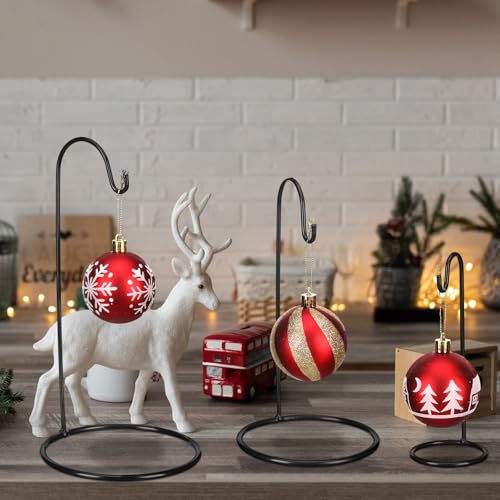 Yookeer 3 Pieces Christmas Metal Stands Display Ornament Rustic Tabletop Christmas Bells Balls Decorations Stands Holder for Halloween Xmas Bauble Decorations Gift Craft Tabletop