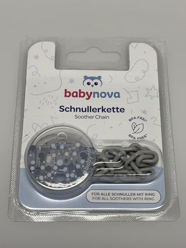 babynova Dummy Chain with Clip and Adapter Ring, Soother Holder for Baby, Fits Any Soother, Stroller Acessory - Image 2