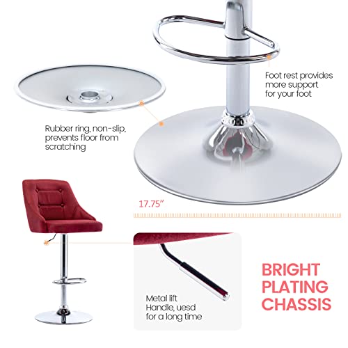 Brage Living Swivel Bar Stool With Back, Adjustable Fabric Tufted Barstool, Upholstered Counter Height Airlift Bar Chair For Kitchen Dining Cafe (Red) #TOP5