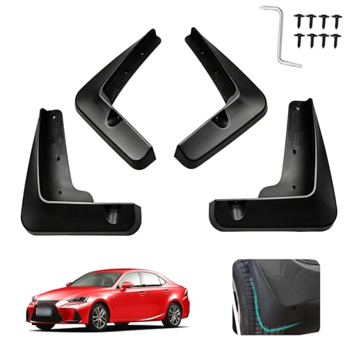 Image of Custom Fit for Mud Flaps 2014-2020 Lexus is 250 /300 /350 /200t incl is F-Sport Mud Splash Guard Front and Rear 4-PC Set