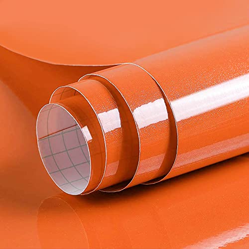 Image of HOME13 Vinyl Orange Glossy Car Wrap Sheet Sticker and Decal Roll Film Sticker Decal (24 x 50, Orange Glossy Wrap)