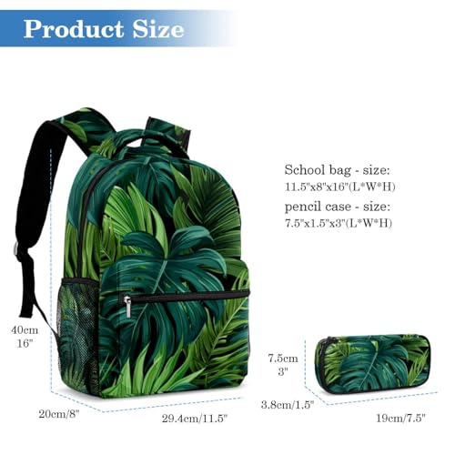 Sac à dos feuilles de palmier ensemble ergonomique multicolore avec trousse compacte - 2