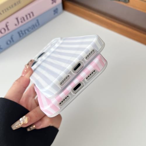 TQLGY for iPhone 17 Pro Case Cute Striped Phone Case Soft TPU Slim Shockproof Protective Cover for Women Girls, Pink and White by TQLGY - Used condition - Image 4