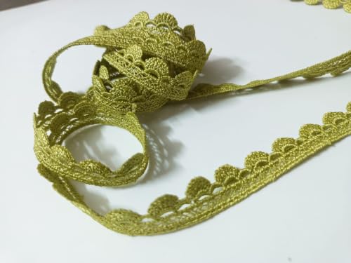 Image of Swag White Cotton Trim Laces and Borders Material for Saree Border, Suit, Kurta, Dupatta, Blouse, Gown, Lehenga & Neckline (Lemon Green, 9 Meter)