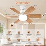 Ventilateur Plafond avec Lumiere,télécommande,51CM,Lustre Chambre,Grain de Bois,3 Vitesses,Réglage continu Luminosité et Température de Couleur,pour les Chambres, les Balcons, les Couloirs et les Salo