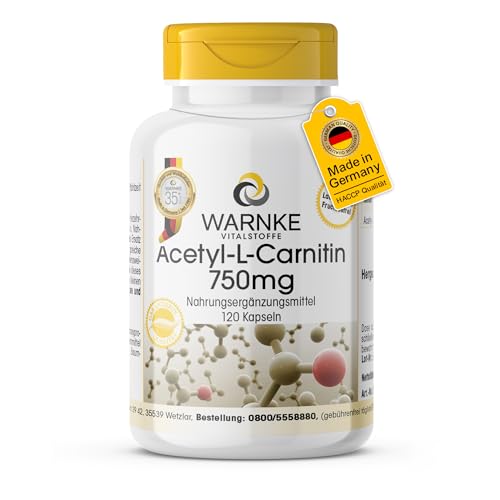 Acetyl-L-Carnitin Kapseln - 750mg - 120 Kapseln - hochdosiert - vegan | Warnke Vitalstoffe - Deutsche Apothekenqualität