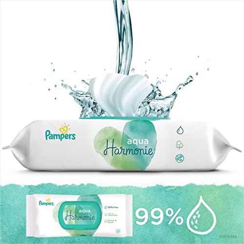 Pampers Aqua Pure Chusteczki Nawilżane Dla Niemowląt i Dzieci 864 Sztuk (18 x 48), Wykonane w 99% z Czystej Wody, Testowane Dermatologicznie